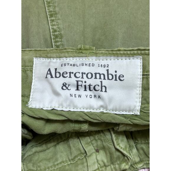 Abercrombie & Fitch Green Garment-Dyed Belted Shorts Size 34 Casual Vintage-Wash - Picture 3 of 9
